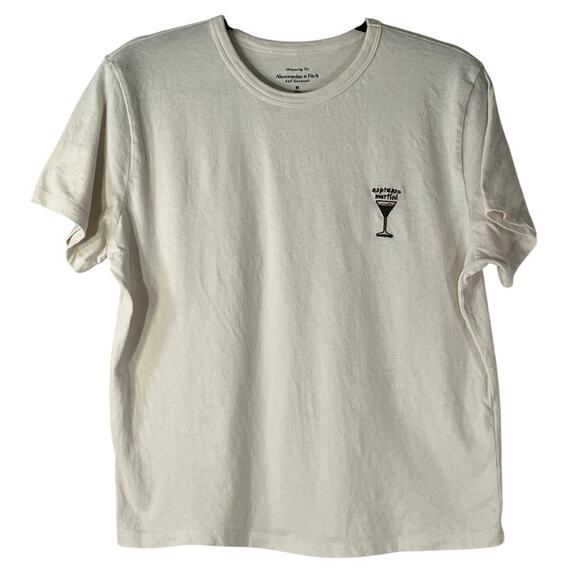 Abercrombie & Finch Beige "Espresso Martini" Graphic Skimming Tee Size M - Picture 1 of 11